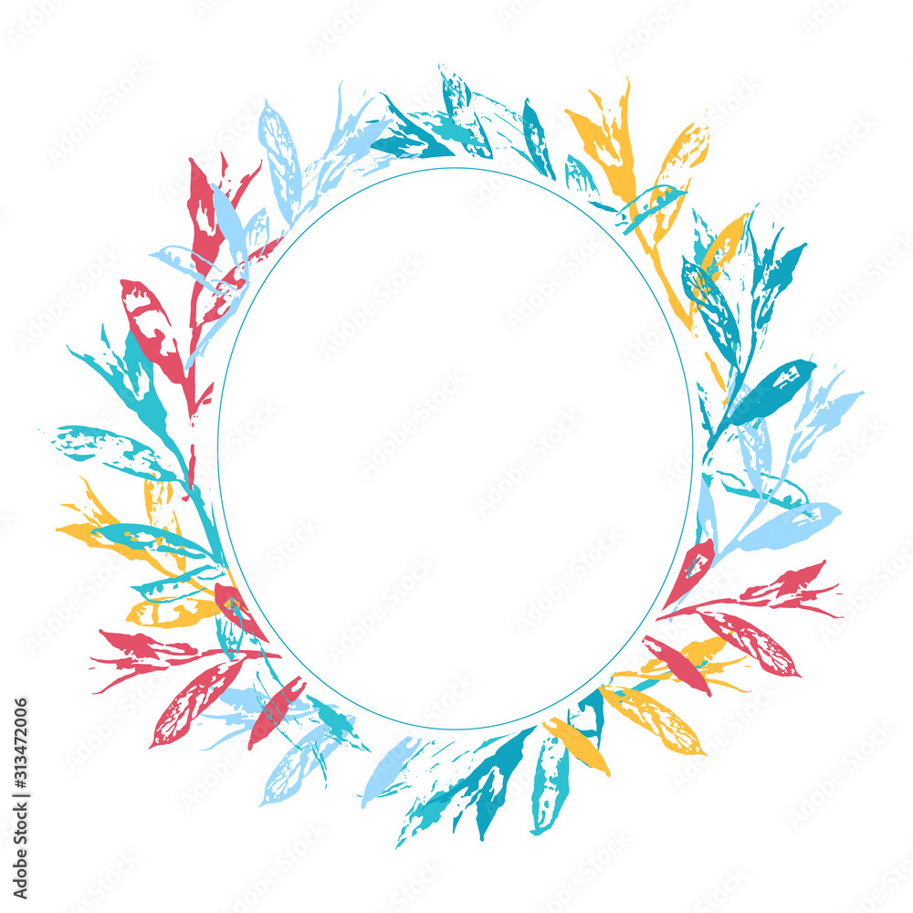 Round floral frame isolated on white background Round floral frame isolated on white background