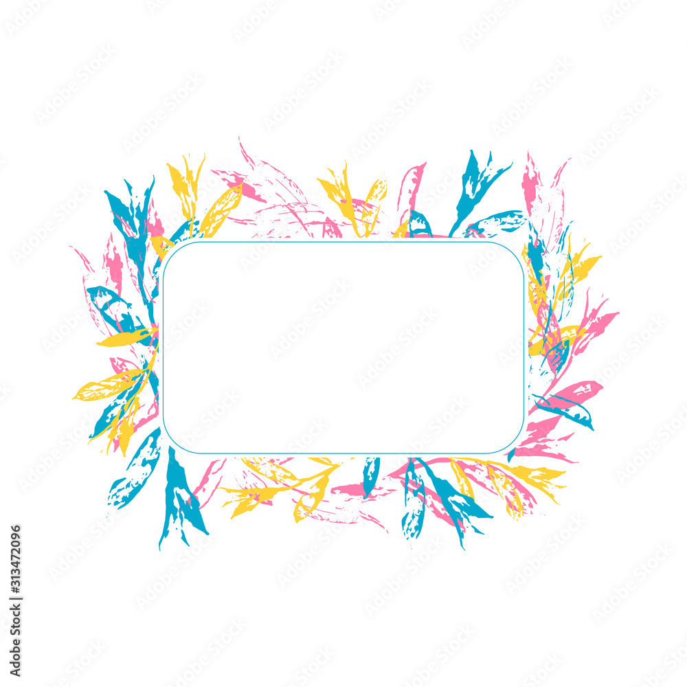 Rectangular floral frame isolated on white background Rectangular floral frame isolated on white background