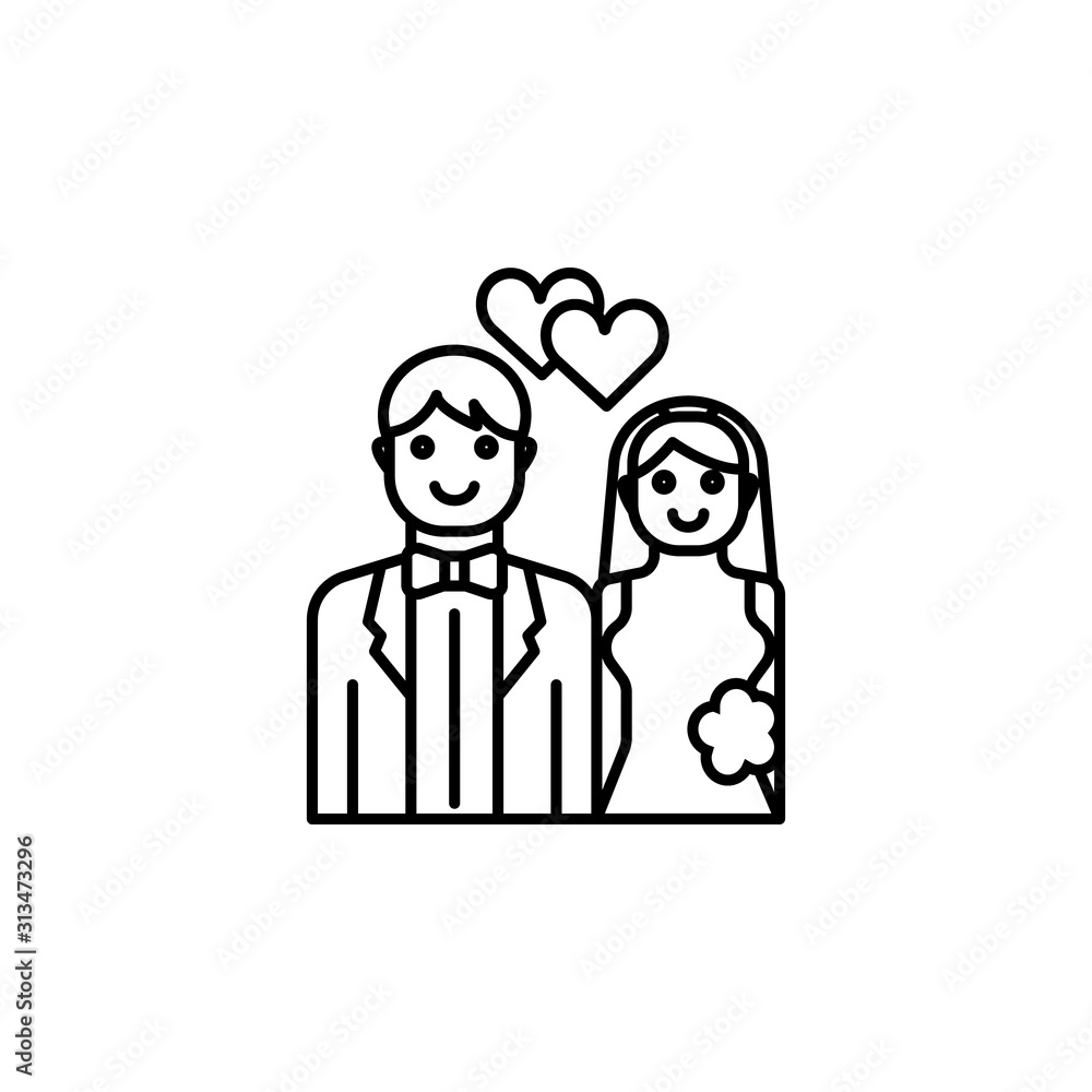 marriage, wedding line icon. Elements of valentines day illustration icons. Signs, symbols can be used for web, logo, mobile app, UI, UX marriage, wedding line icon. Elements of valentines day illustration icons. Signs, symbols can be used for web, logo, mobile app, UI, UX
