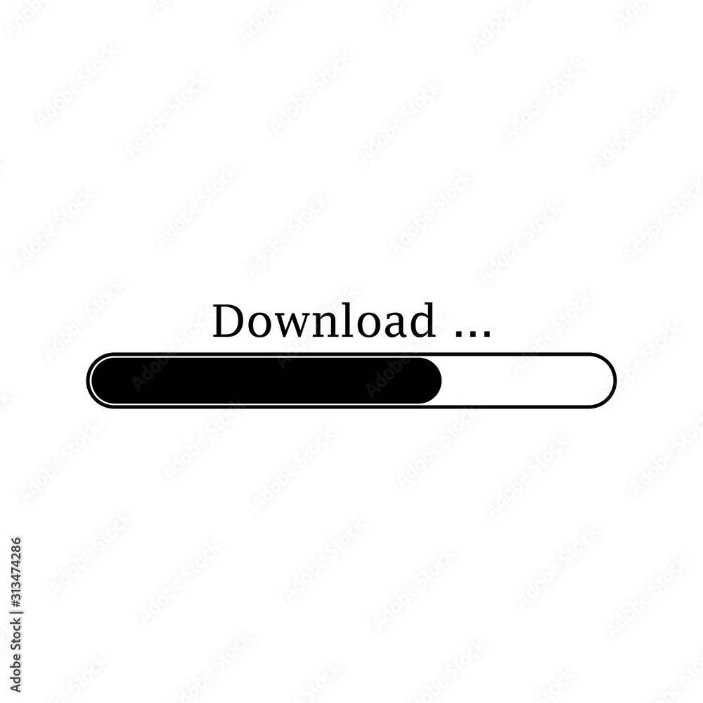 Downloading bar process icon. Vector element isolated on white background. Download sign. Downloading bar process icon. Vector element isolated on white background. Download sign.