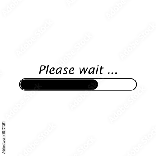 Please wait bar process icon. Vector element isolated  on white background. Download sign. 