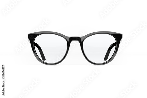 Eyeglasses on white background. Front view.