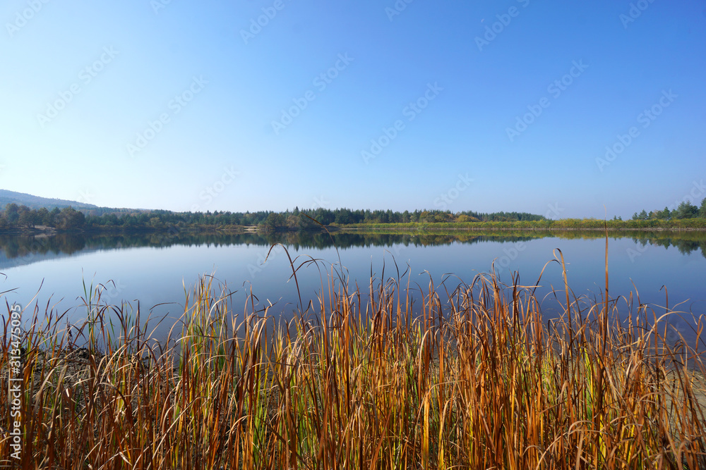Beautiful morning view of the small Srednogorovo lake