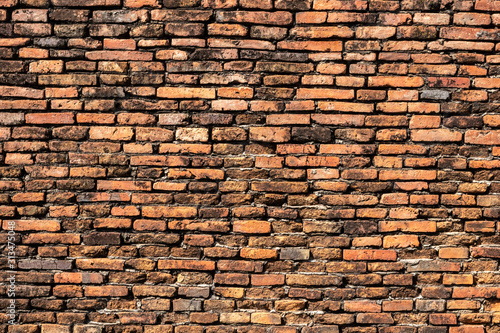 Beautiful orange brick wall that are not plastered background and texture.