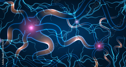 Human Neuron Anatomy Concept. Artificial Neural Network Technology, Science, Medicine