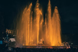 Colorful Barcelona fountain show at night