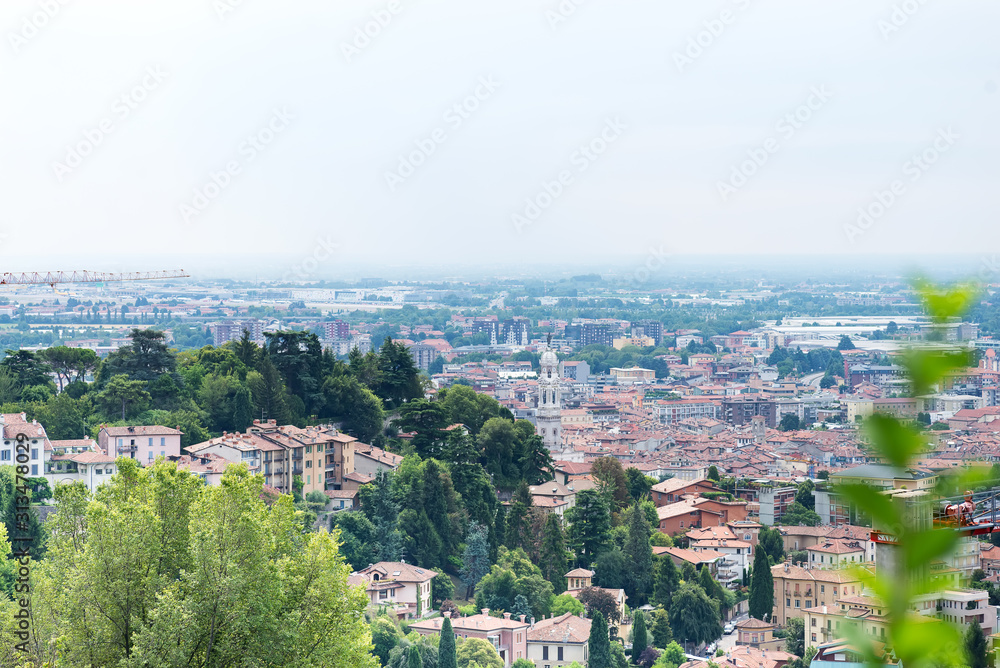 View of Lombardy valley from Bergamo, Italy