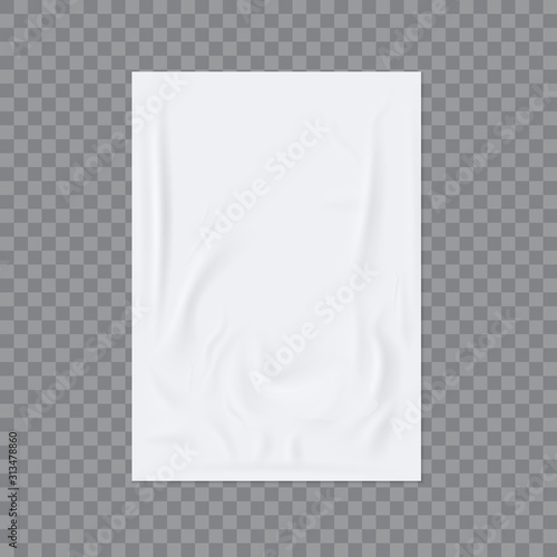 Wrinkled paper vector realistic template for poster or flyer glued to the wall.
