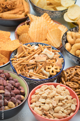 Salty snacks served as party food