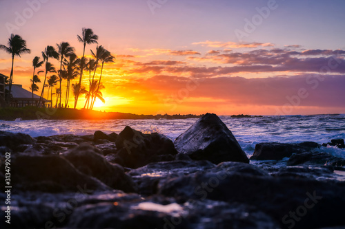 Sunrise over the coast of Kauai, Hawaii. photo