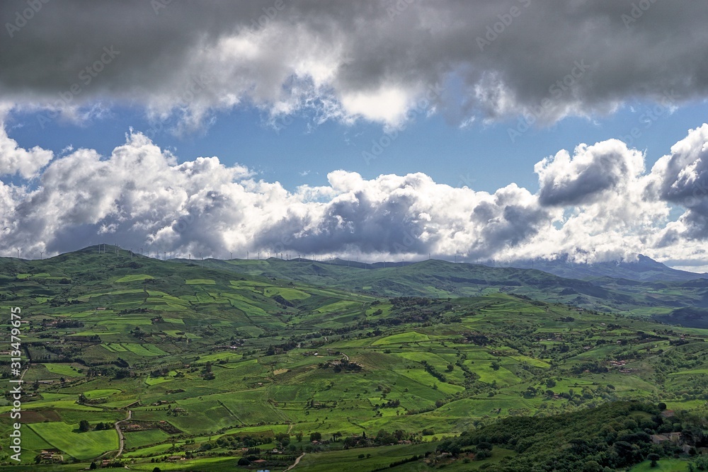 Sicilian landscape shot from the Petralia Soprana village