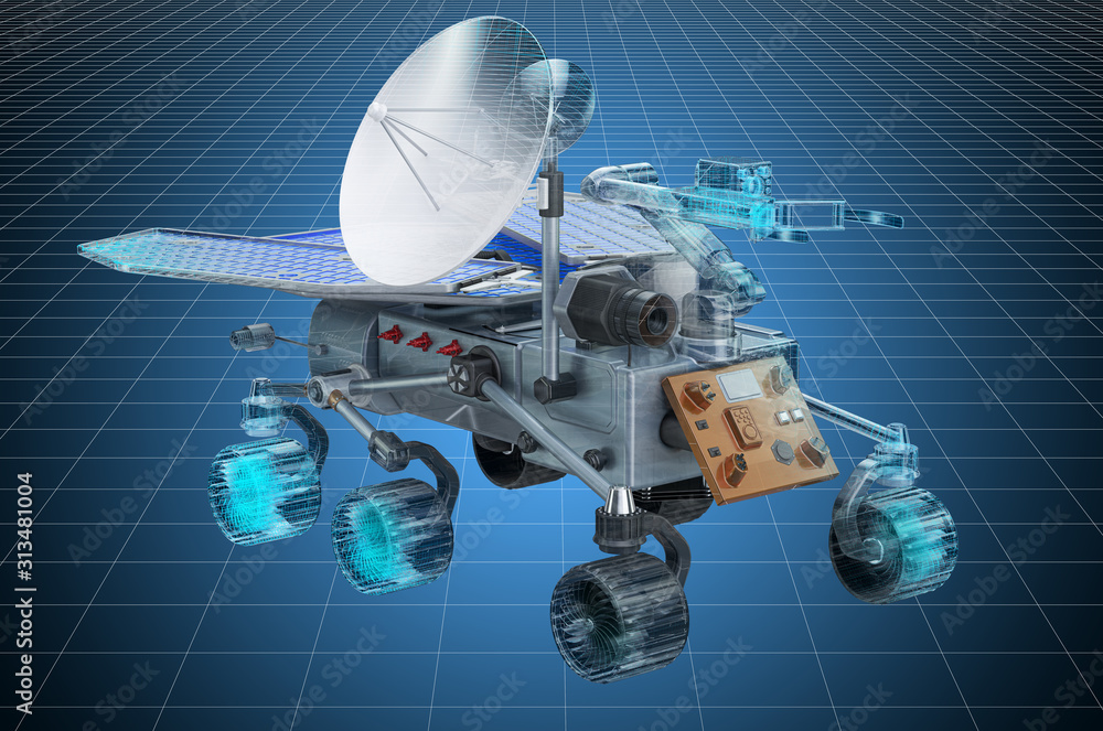 Space Rover Working Model Visualization 3d cad model of planetary rover, engineering concept. 3D ...