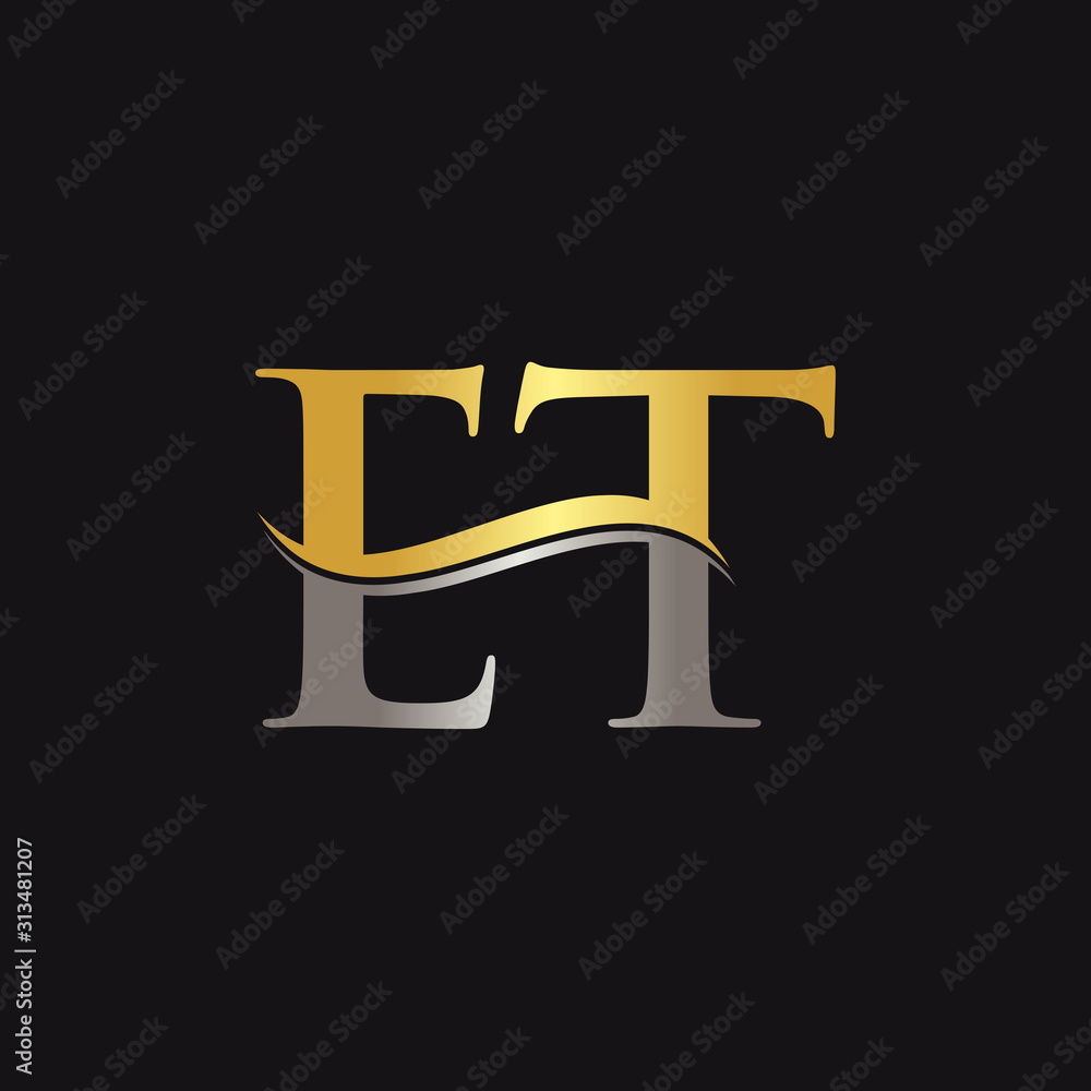 Fototapeta premium Initial ET Letter Linked Logo Business Vector Template. Gold And Silver letter ET Logo Design