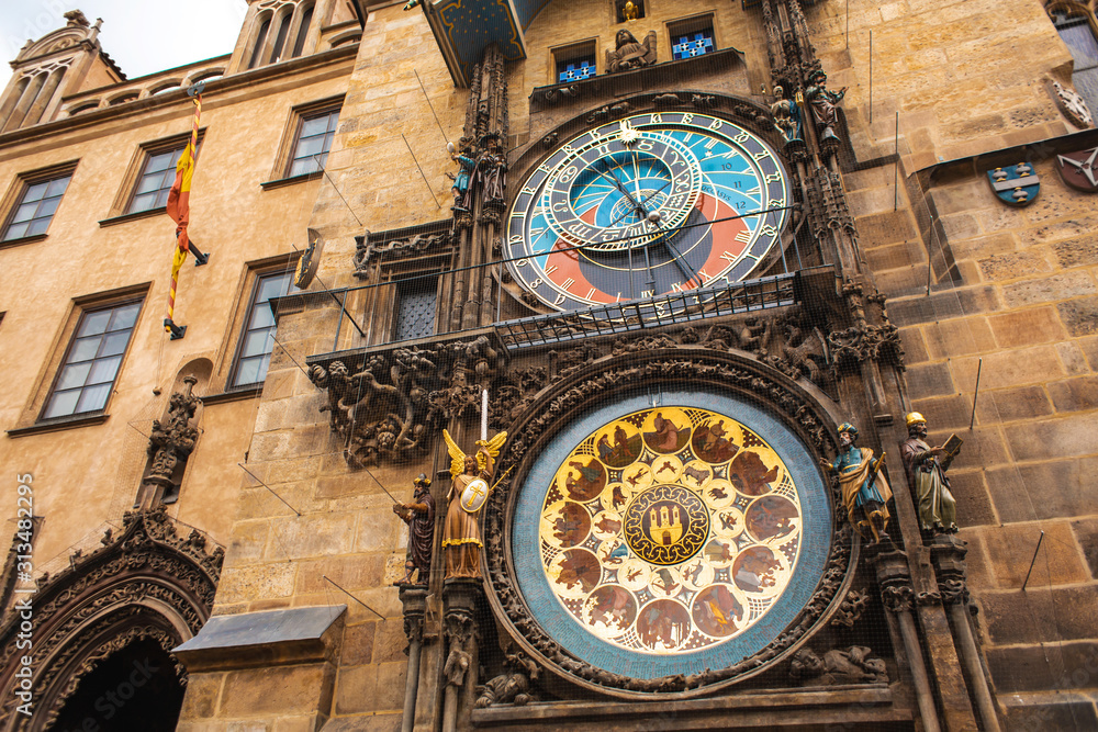 Obraz premium Famous Prague chimes. Prague Astronomical Clock a