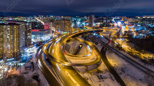 Canvas Print Night or evening city view from above