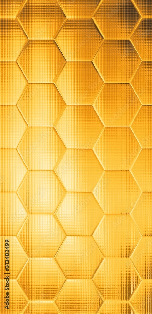 Abstract hexagonal patterned and textured shiny golden colored geometric background. Abstract hexagonal patterned and textured shiny golden colored geometric background.