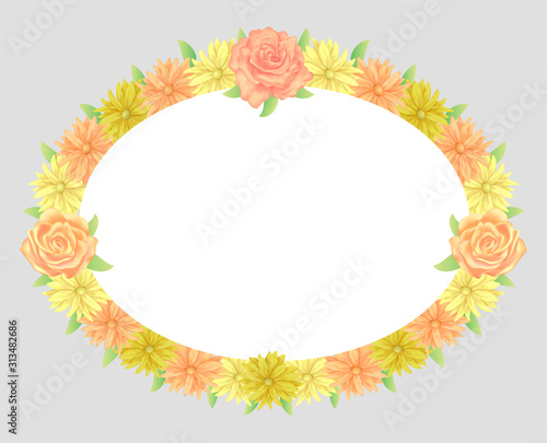 Wallpaper Mural Floral frame colorful and beautiful rose flowers and leaves template decoration. Torontodigital.ca