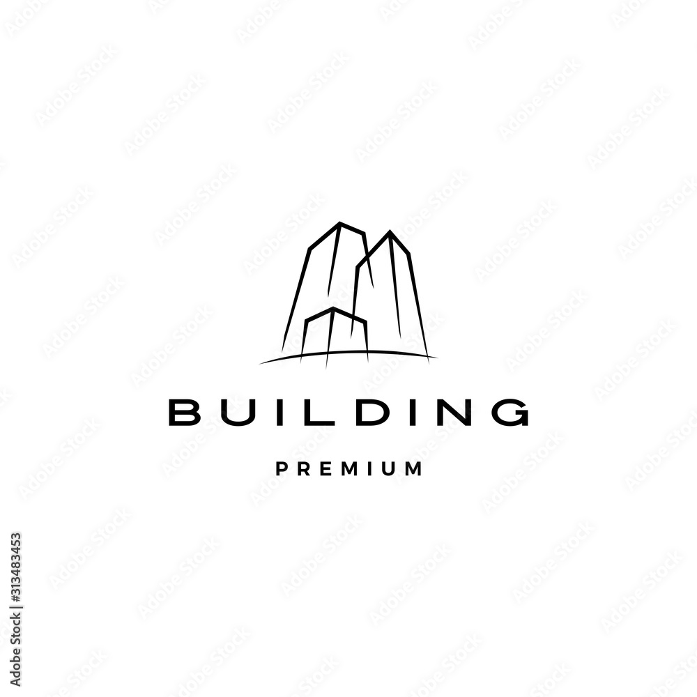 building logo vector icon line outline monoline illustration building logo vector icon line outline monoline illustration