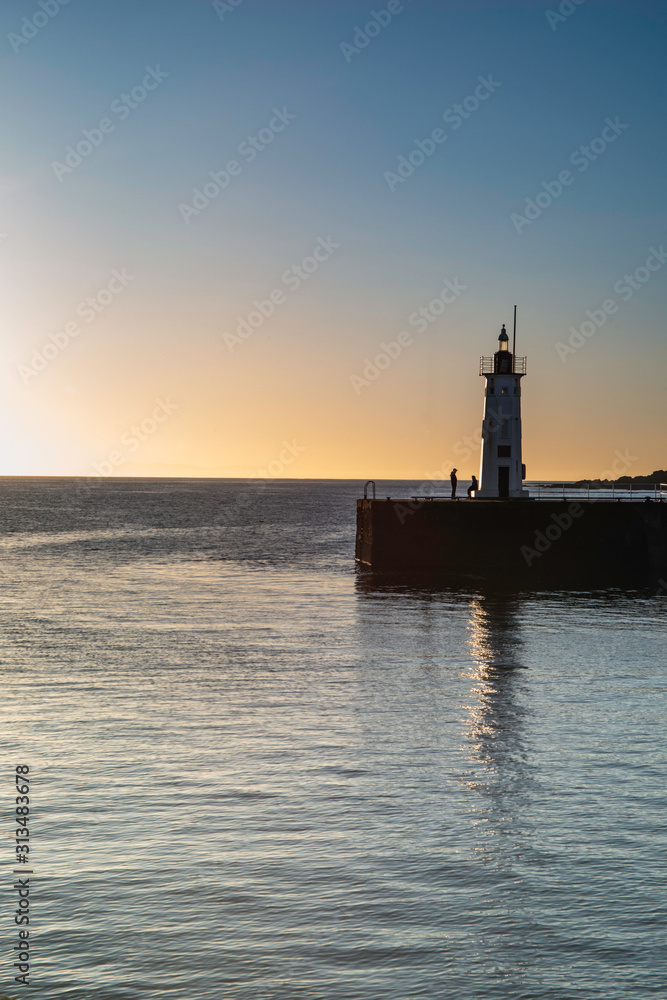 lighthouse at sunset, anstruther, fife, scotland.