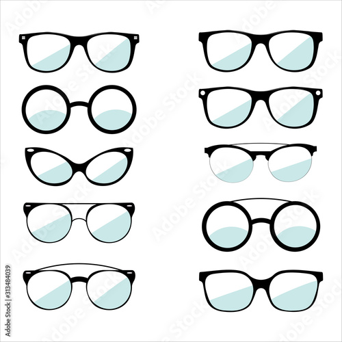 Set Sunglasses vector design template. A set of sunglasses. Idea for designers. Vector graphics