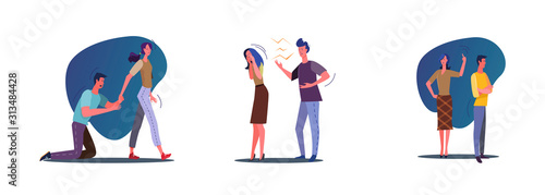 Set of people breaking up, quarreling