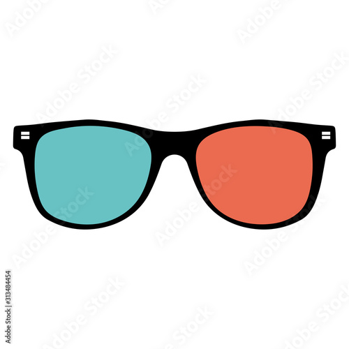 3D glasses flat line colored icon. Glasses for watching movies in the movie theater in 3D