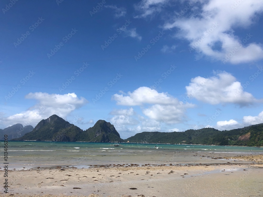 South East Asia Tropical Beach - Las Cabanas Beach in El Nido, Palawan, Philippines South East Asia Tropical Beach - Las Cabanas Beach in El Nido, Palawan, Philippines