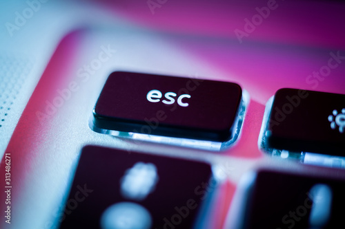 ESC key on computer keyboard close up