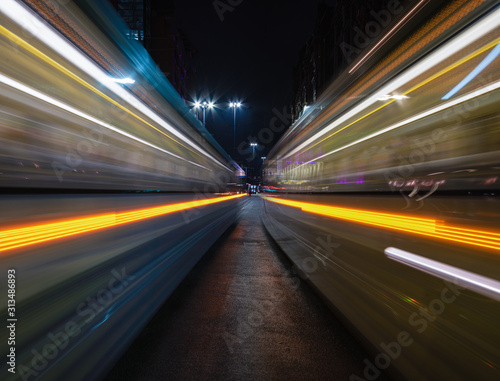 Transport at night with motion blur