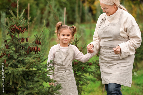 Cute little girl and grandm...