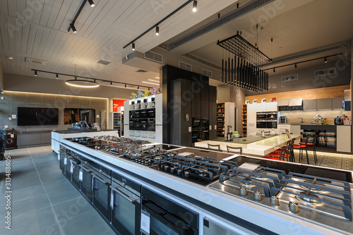 Photography Brand new gas stoves in apliance store showroom