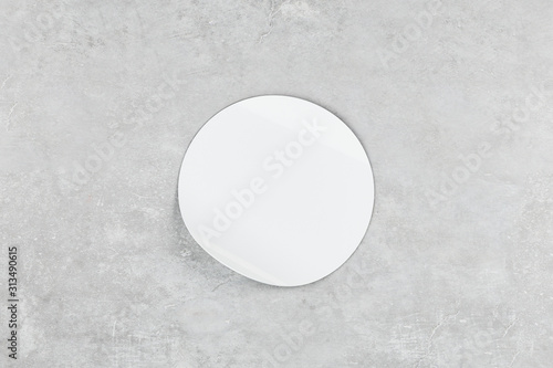 White paper round sticker