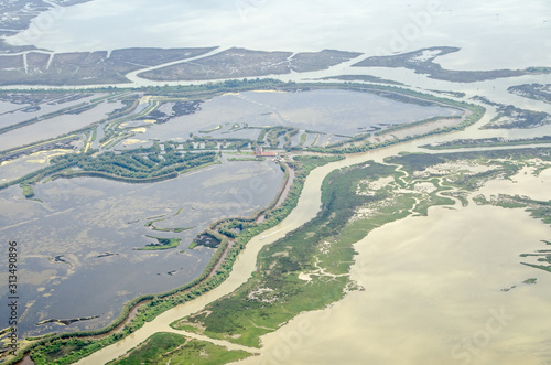 Agricultural land, Venetian lagoon, aerial view © BasPhoto