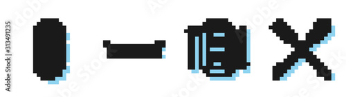 Set line Rafting boat, Climber rope, Skateboard and Crossed paddle icon. Vector