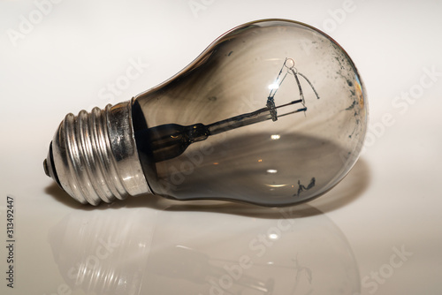 old light bulb burned inside