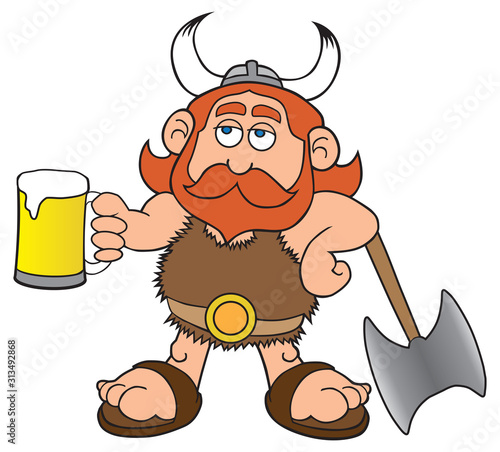 Cartoon Viking with Beer