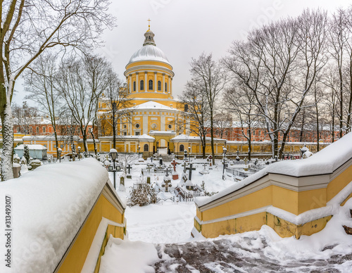  Nikolskoe cemetery is one of the three graveyards of the Alexander Nevsky Lavra. Holy Trinity Cathedral. photo