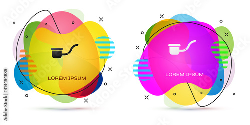 Color Smoking pipe with smoke icon isolated on white background. Tobacco pipe. Abstract banner with liquid shapes. Vector Illustration