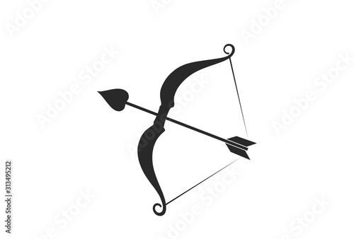 Fotografering Cupid bow and arrow with heart. valentines design element