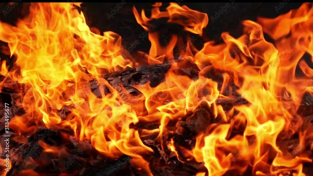 Slow motion flame is burning hot on black background. Slow motion flame is burning hot on black background.