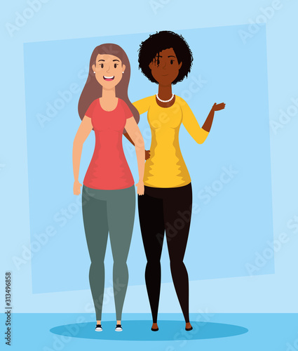 young interracial girls avatars characters