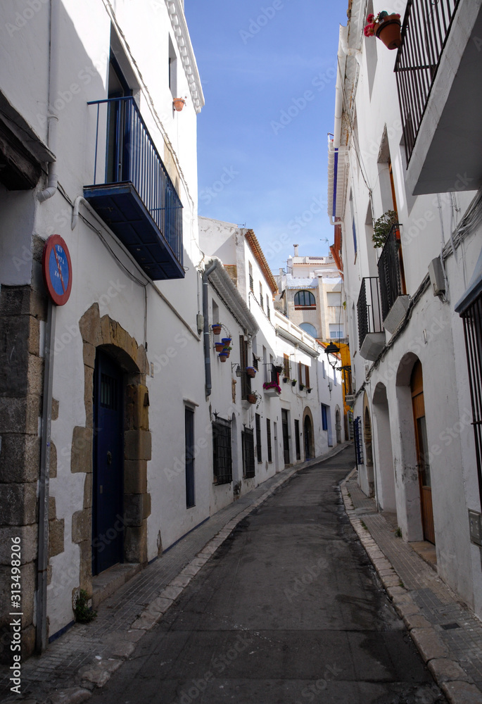 View of narrow street in old town