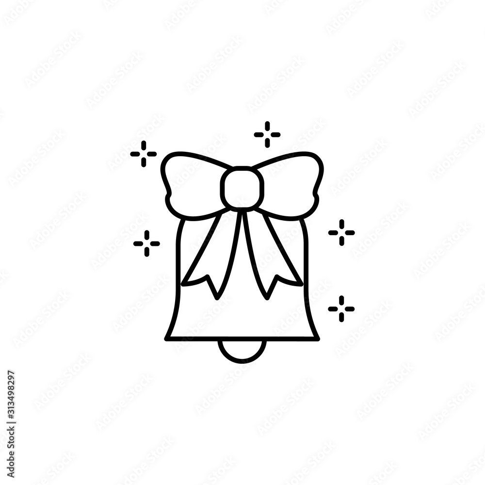 Bell, bow icon. Simple line, outline vector of new year icons for ui and ux, website or mobile application Bell, bow icon. Simple line, outline vector of new year icons for ui and ux, website or mobile application