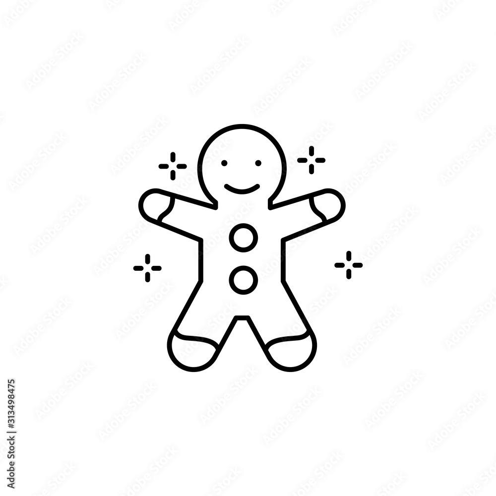 Gingerbread, cookie icon. Simple line, outline vector of new year icons for ui and ux, website or mobile application Gingerbread, cookie icon. Simple line, outline vector of new year icons for ui and ux, website or mobile application