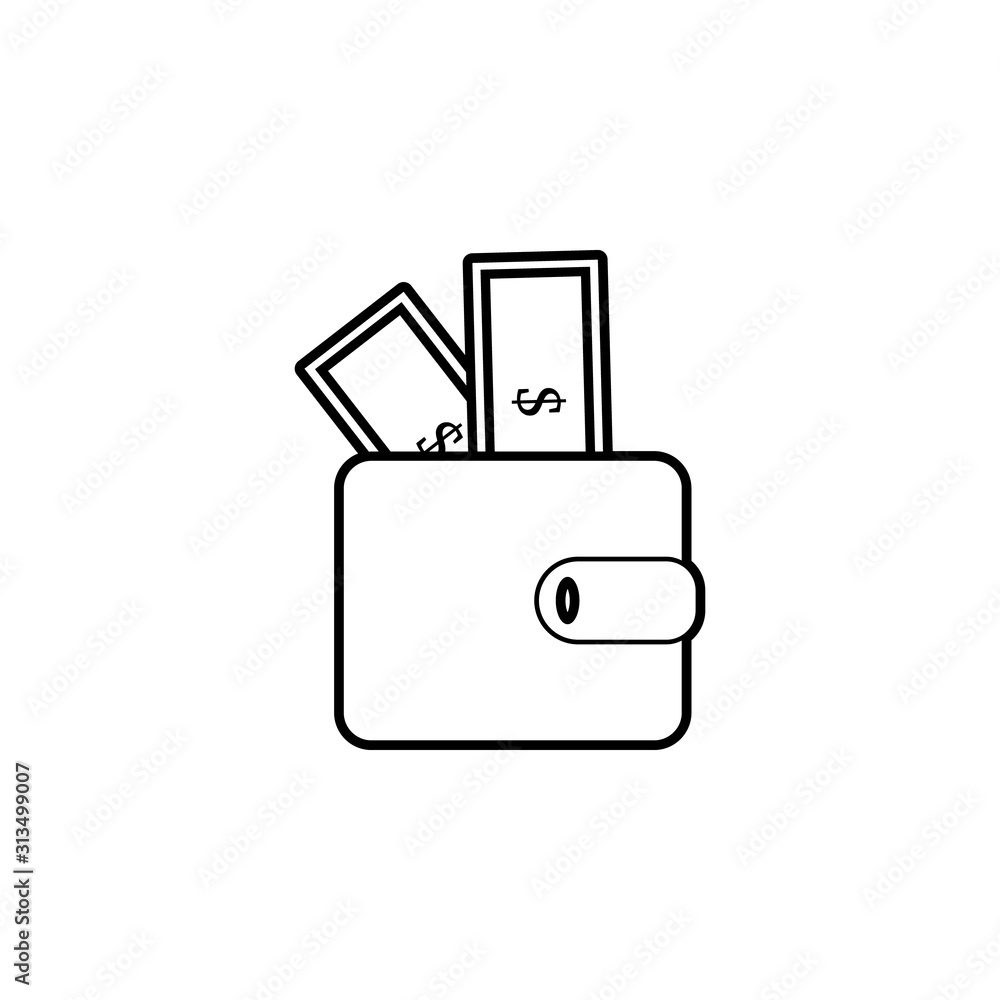 money in purse icon. Simple thin line, outline vector of banking icons for ui and ux, website or mobile application money in purse icon. Simple thin line, outline vector of banking icons for ui and ux, website or mobile application