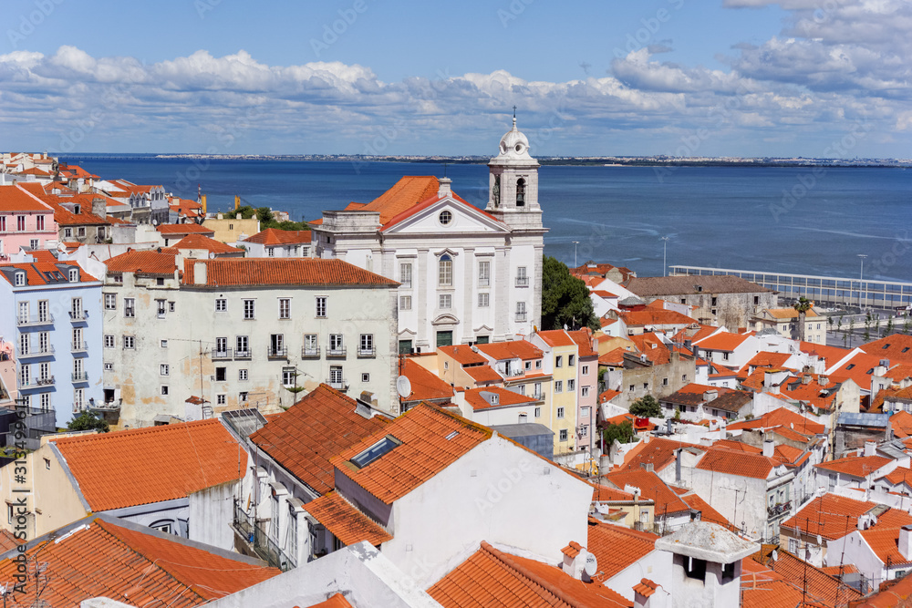 Fototapeta premium Lisbon, Portugal, View of the Alfama District and the River Tagus