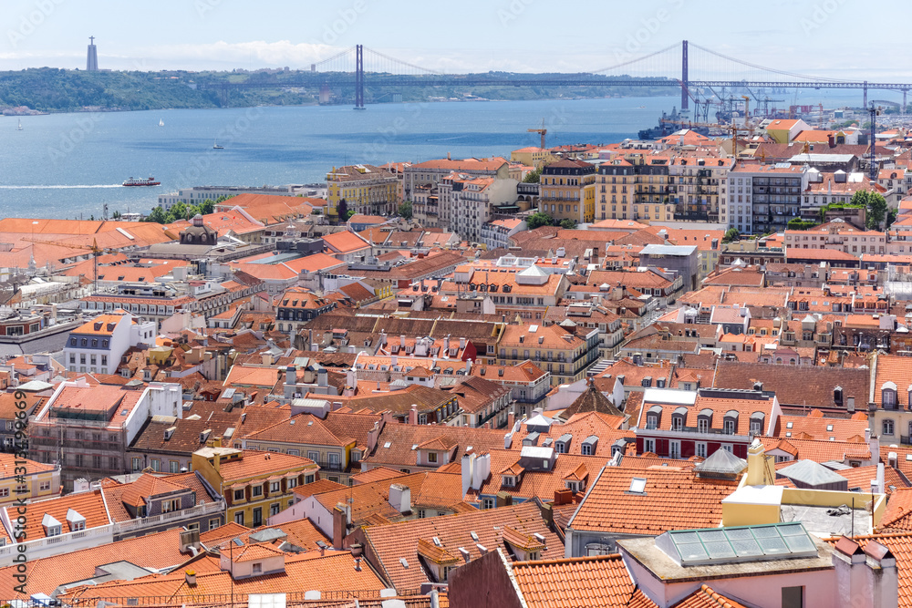 Panoramic view of Lisbon from the Castle of São Jorge, Portugal