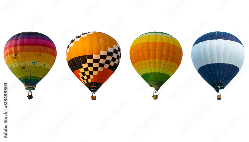 Obraz premium Group hot air balloon on white background