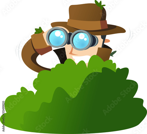 spy in the bushes