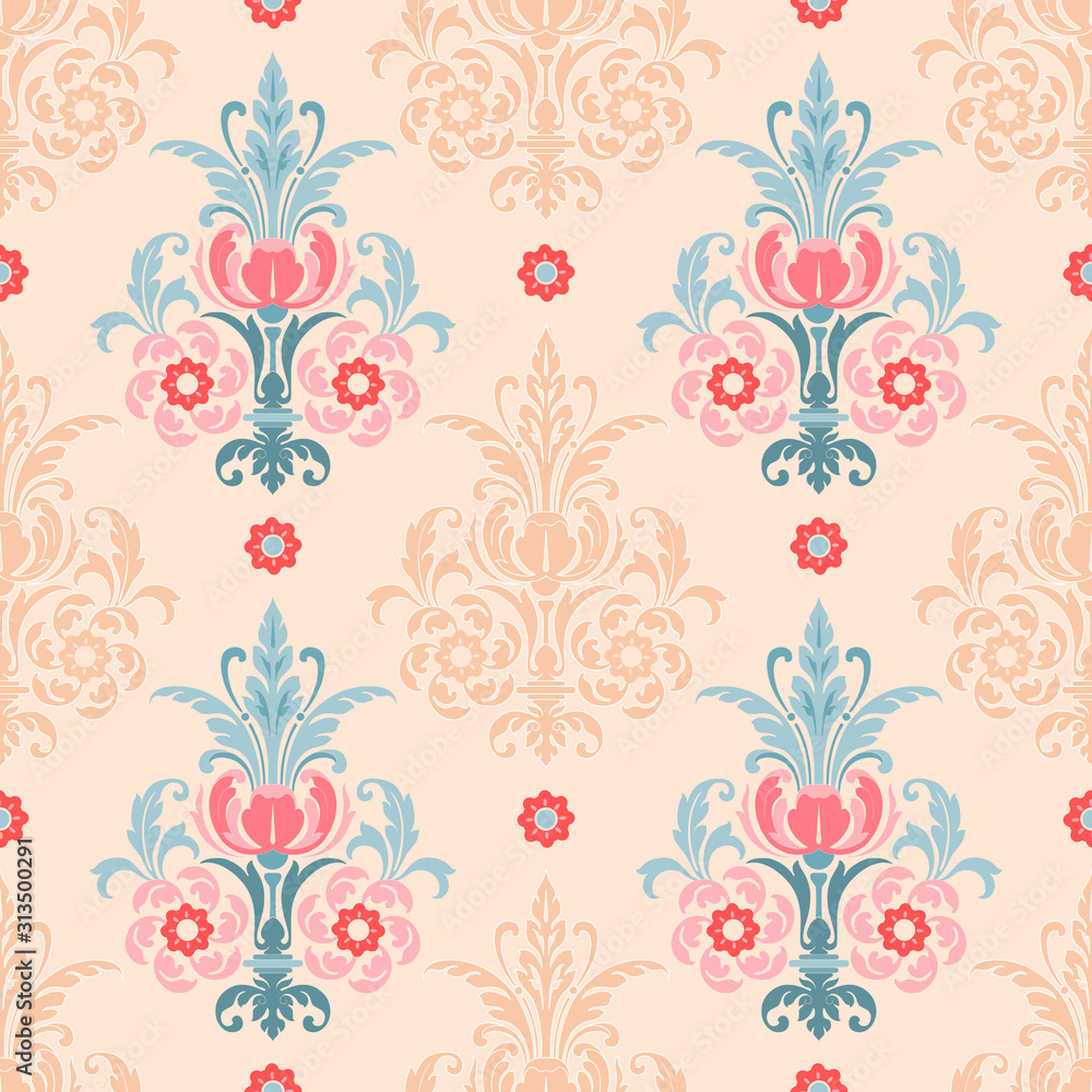 Damask vector classic pattern. Seamless abstract background with repeating elements